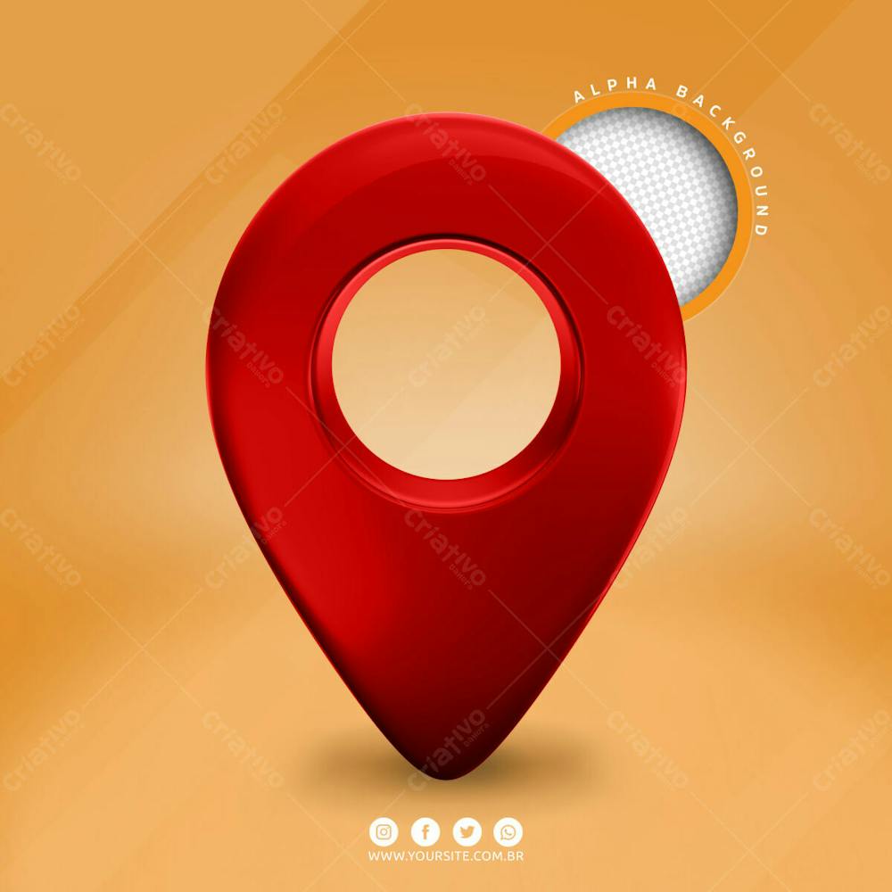 Pin De Localizacao Elemento 3D Vermelho Para Composicao Psd