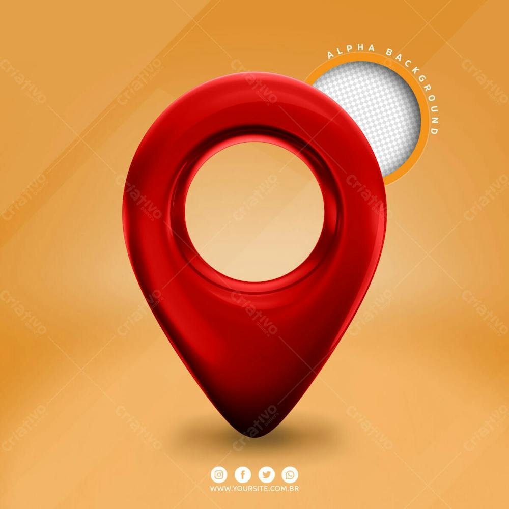 Pin De Localizacao Elemento 3D Vermelho Para Composicao Psd (5)