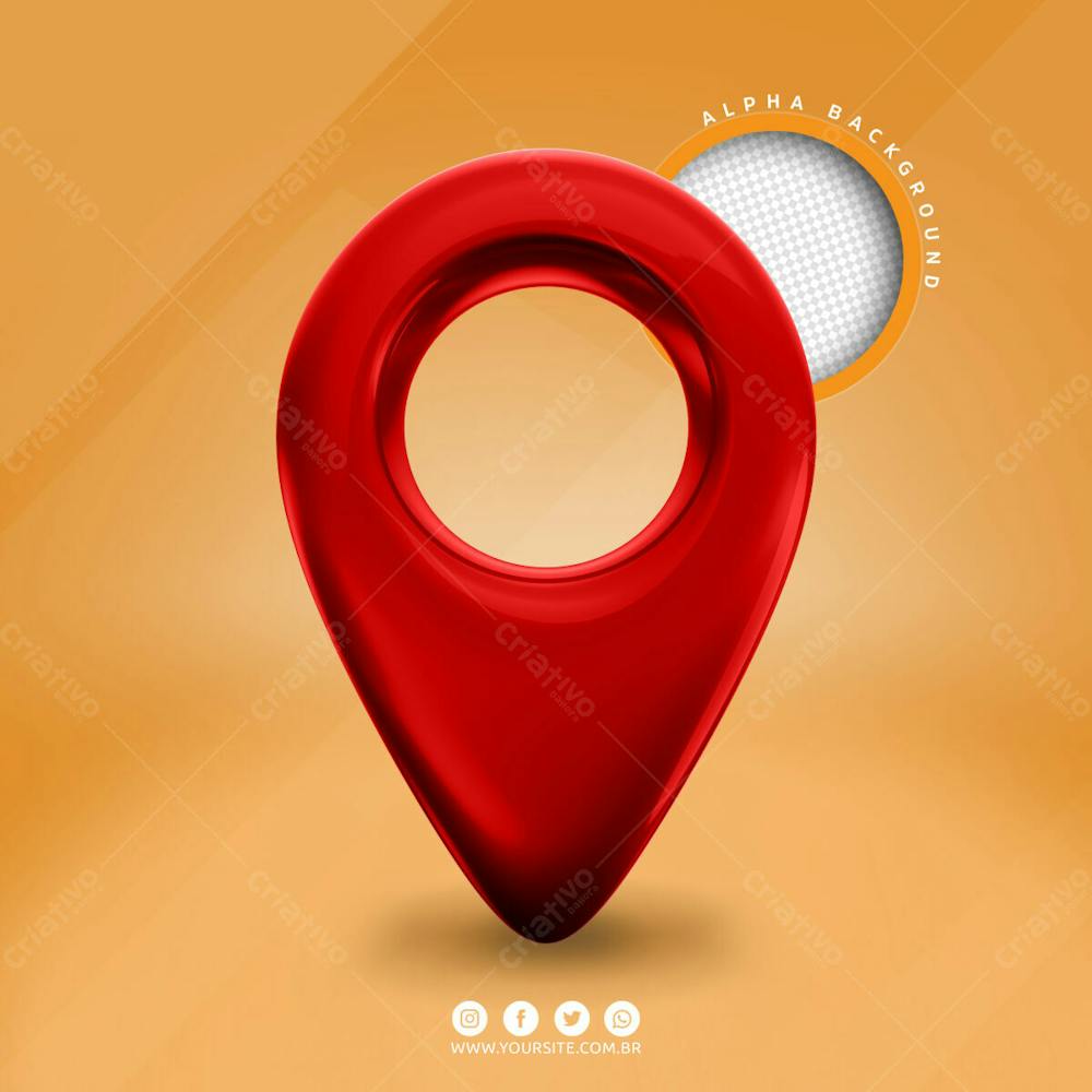 Pin De Localizacao Elemento 3D Vermelho Para Composicao Psd (4)