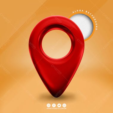 Pin de localizacao elemento 3d vermelho para composicao psd