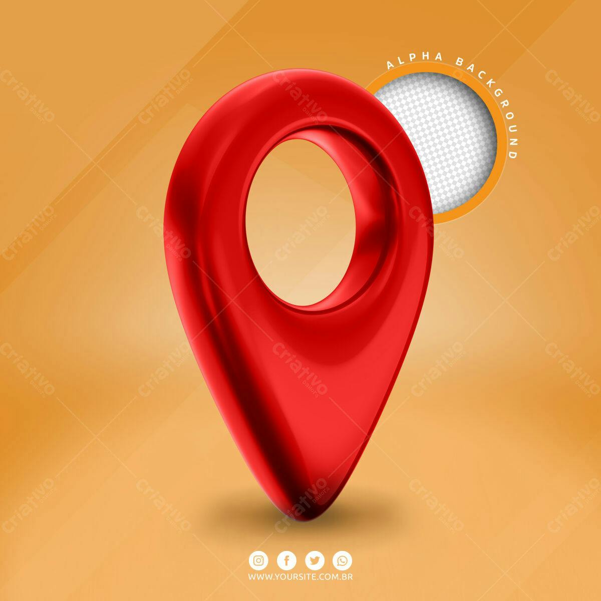 Marcador de Localização Vermelho PSD Editável