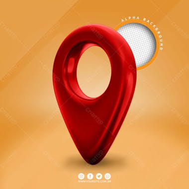 Pin de localizacao elemento 3d vermelho para composicao psd