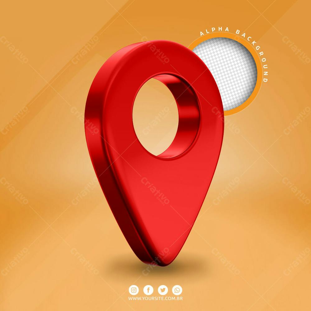 Pin De Localizacao Elemento 3D Vermelho Para Composicao Psd (1)