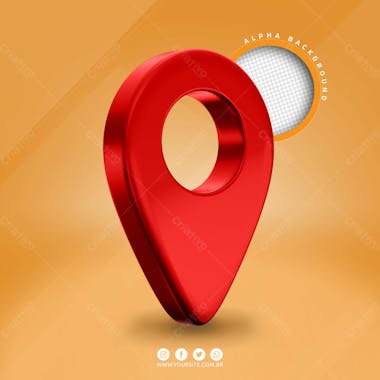 Pin de localizacao elemento 3d vermelho para composicao psd