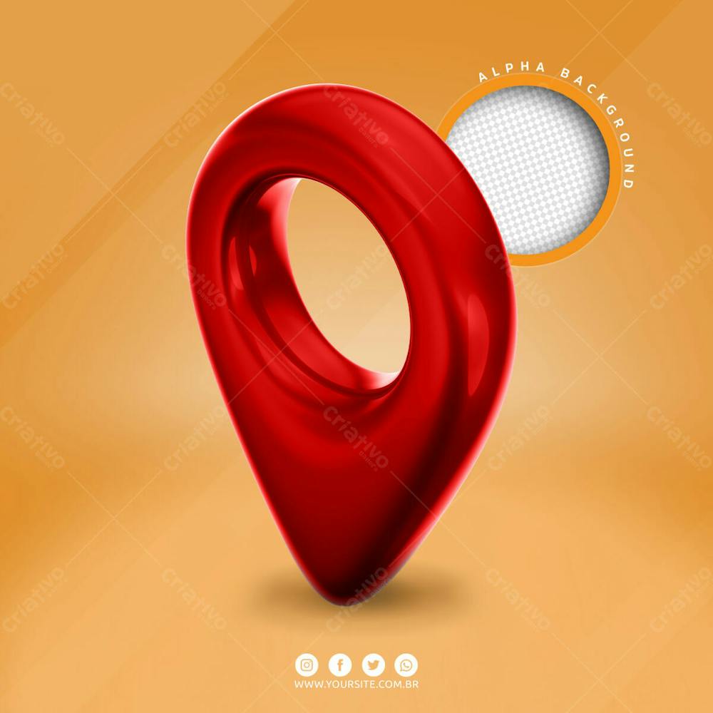 Pin De Localizacao Elemento 3D Para Composicao