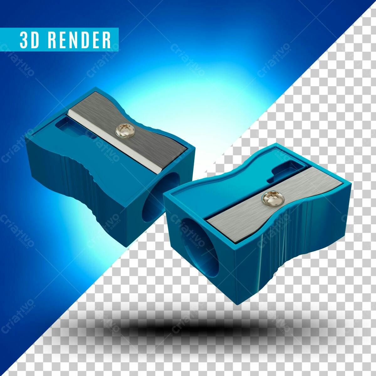 Selo 3D de Produto Escolar Azul e Metalizado