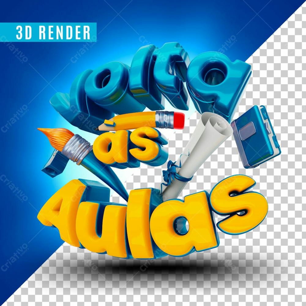 Volta As Aulas Icones 3D Para Composicao Psd Editavel