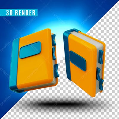 Elemento 3D Para Composicao Livro Amarelo Psd