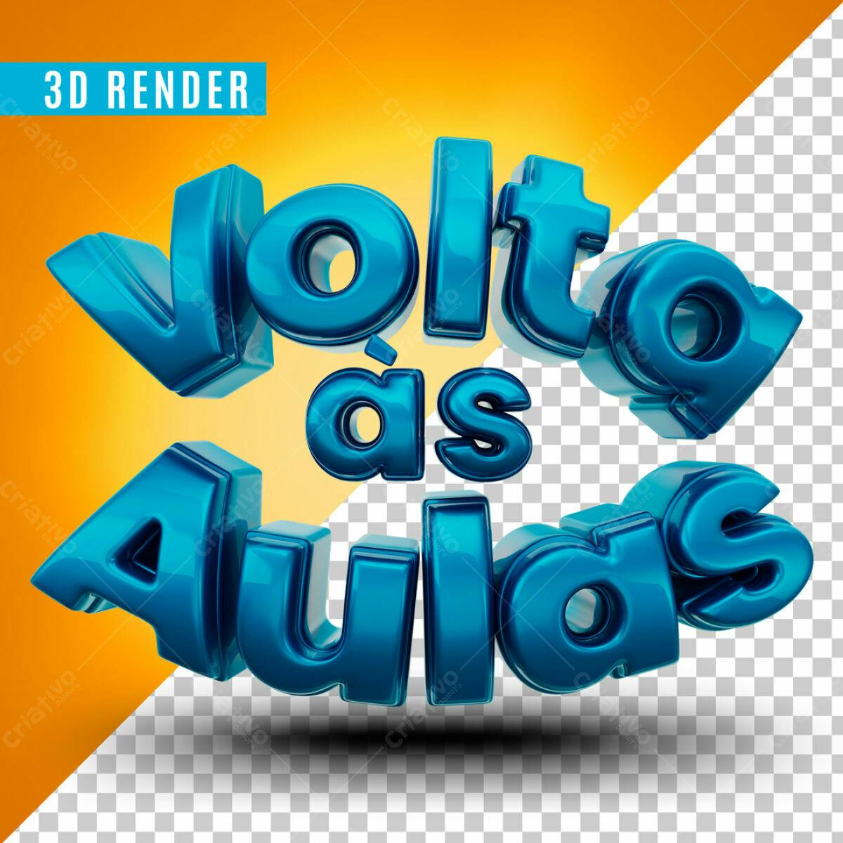 Selo 3D de volta às aulas azul brilhante
