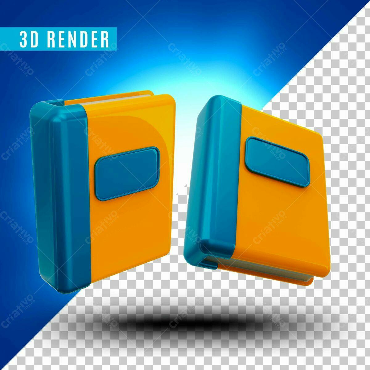 Selo 3D informativo azul e laranja