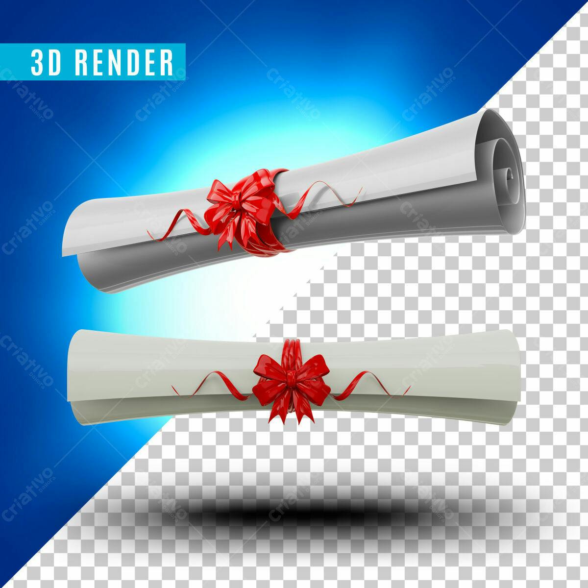 Selo 3D de Diploma com Laço Vermelho