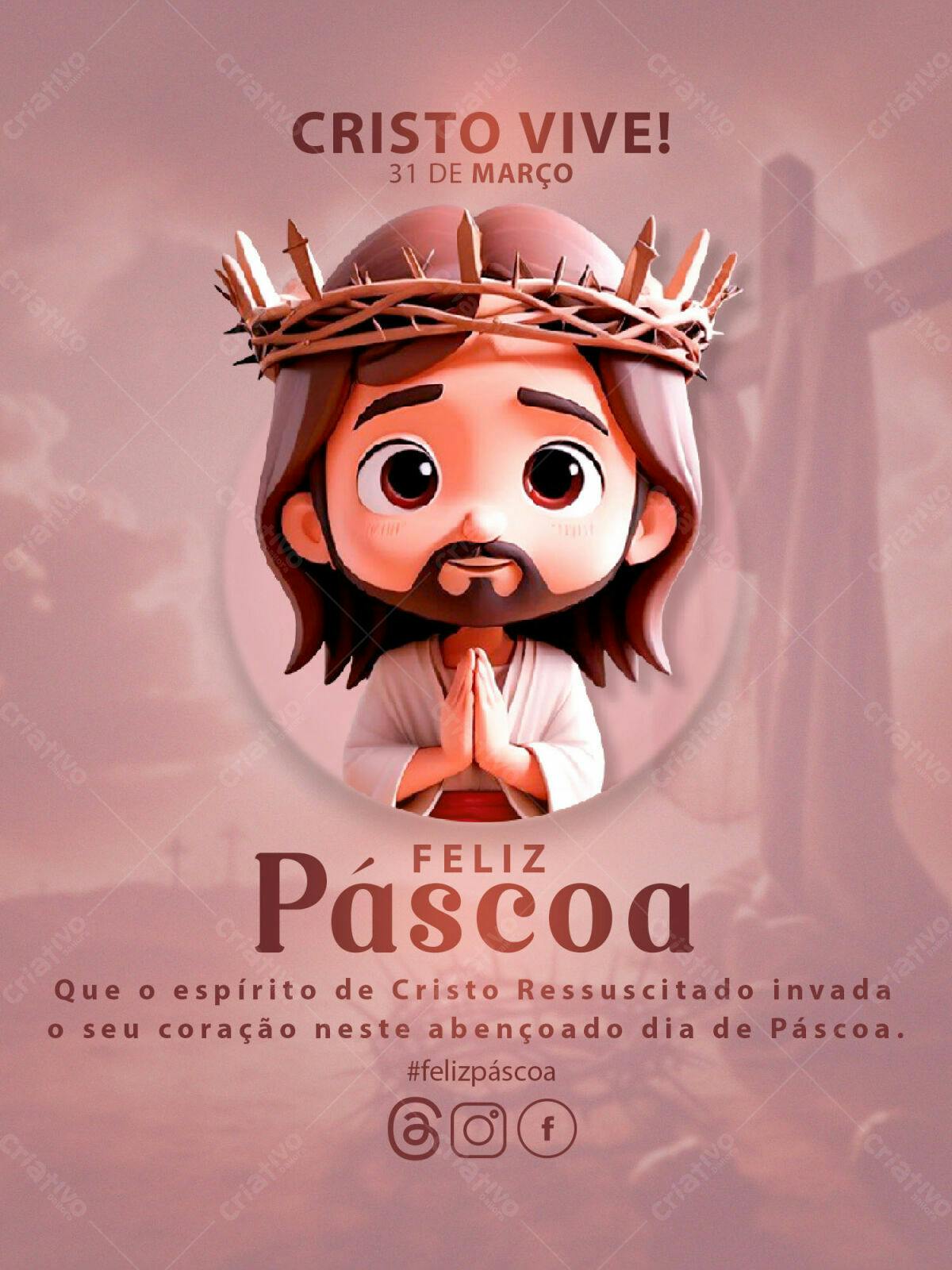 Flyer Páscoa Cristão PSD Editável