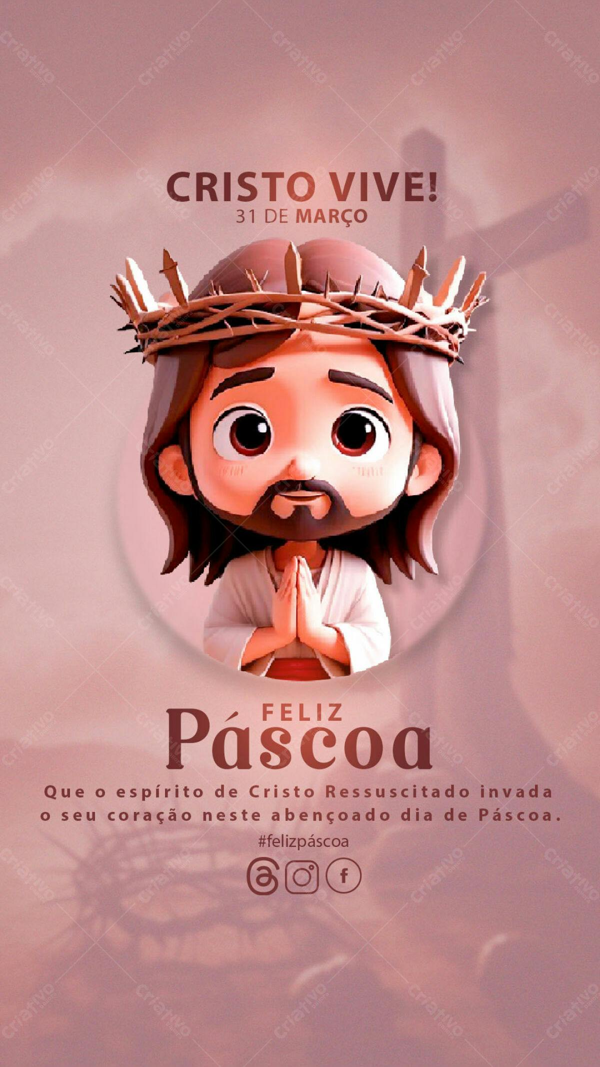 Arte Religiosa Páscoa PSD Editável