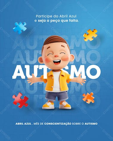 Abril azul mês de conscientização sobre o autismo