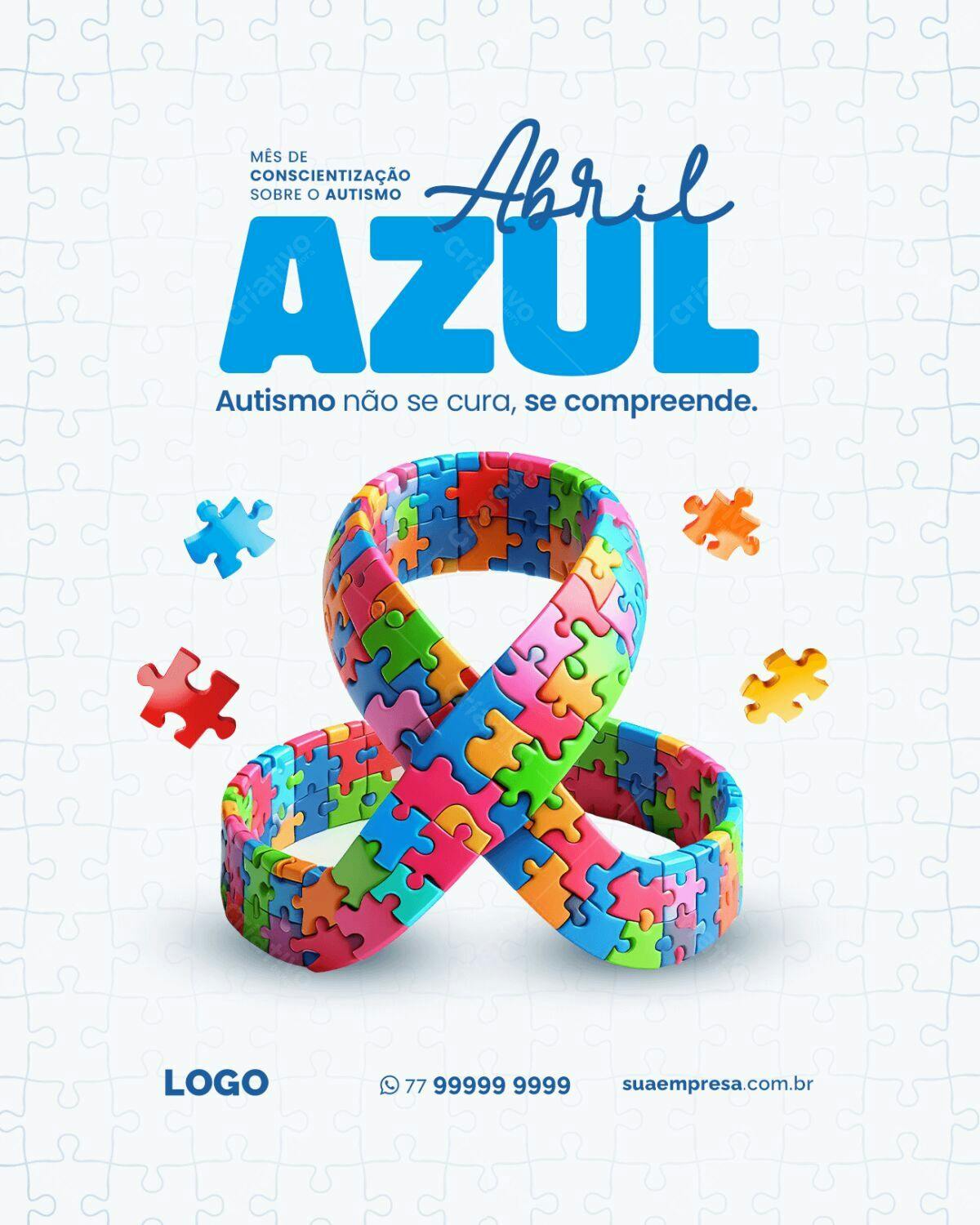 Flyer Abril Azul - Conscientização Autismo PSD Editável