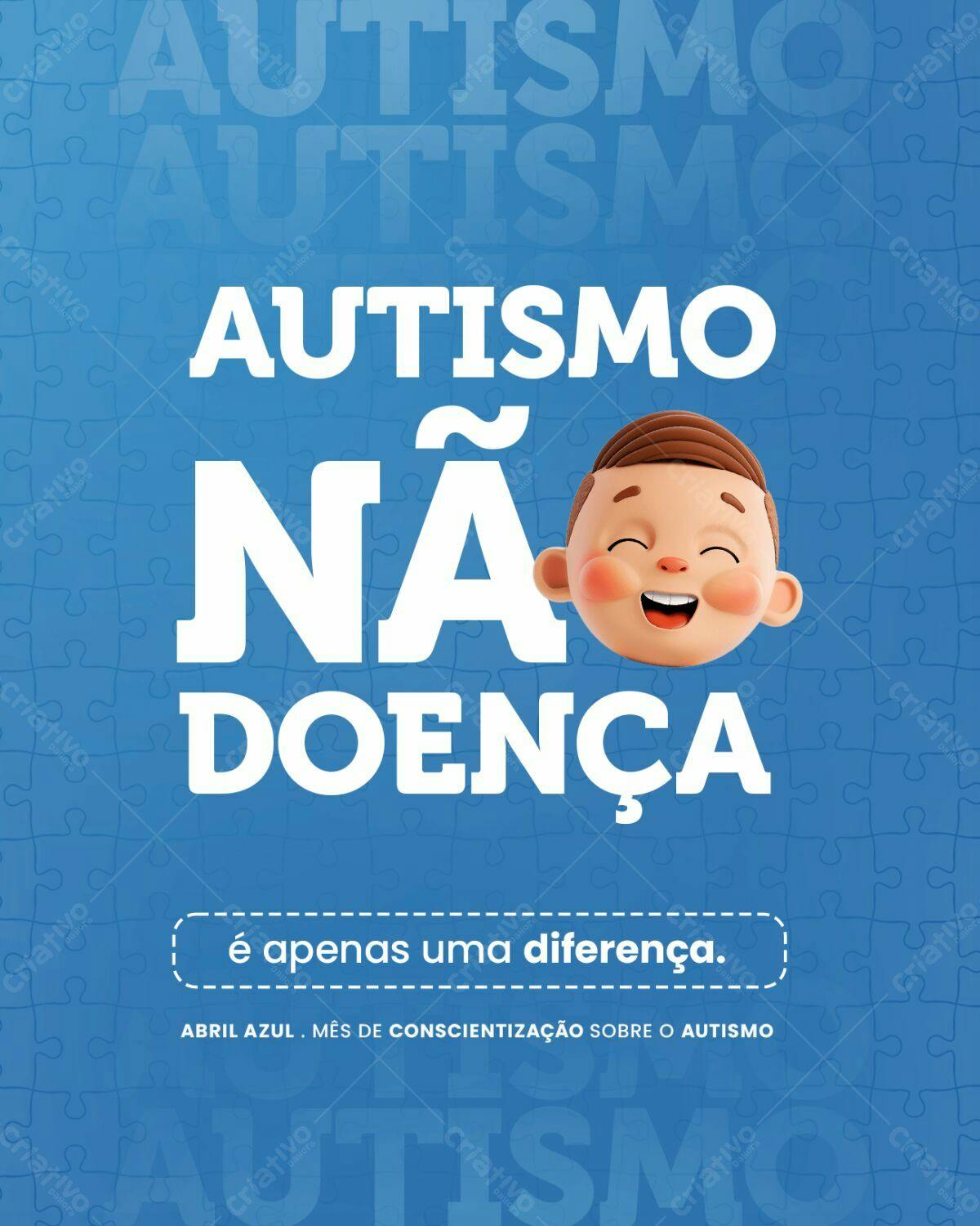 Flyer Abril Azul Conscientização Autismo PSD Editável