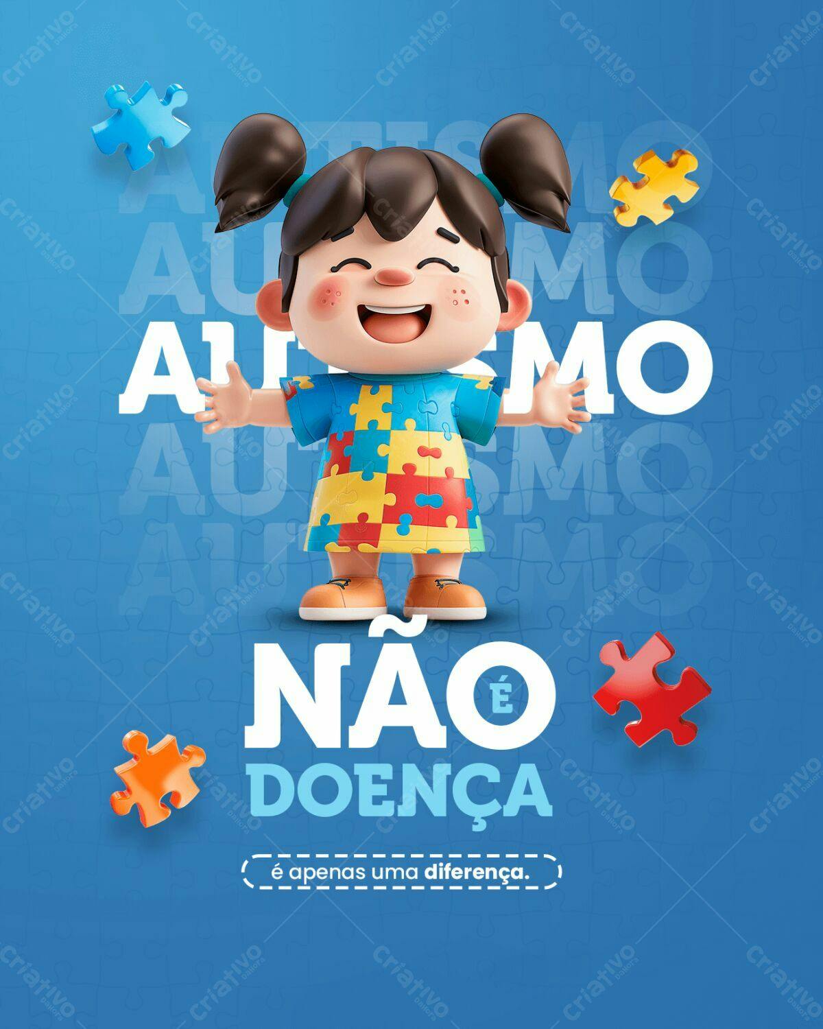 Poster Dia Mundial do Autismo PSD Editável