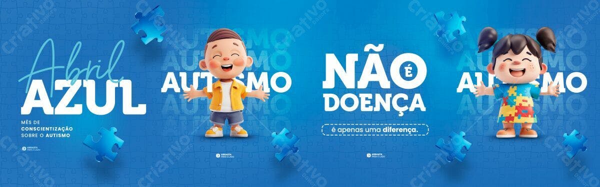 Banner Abril Azul - Conscientização Autismo PSD Editável
