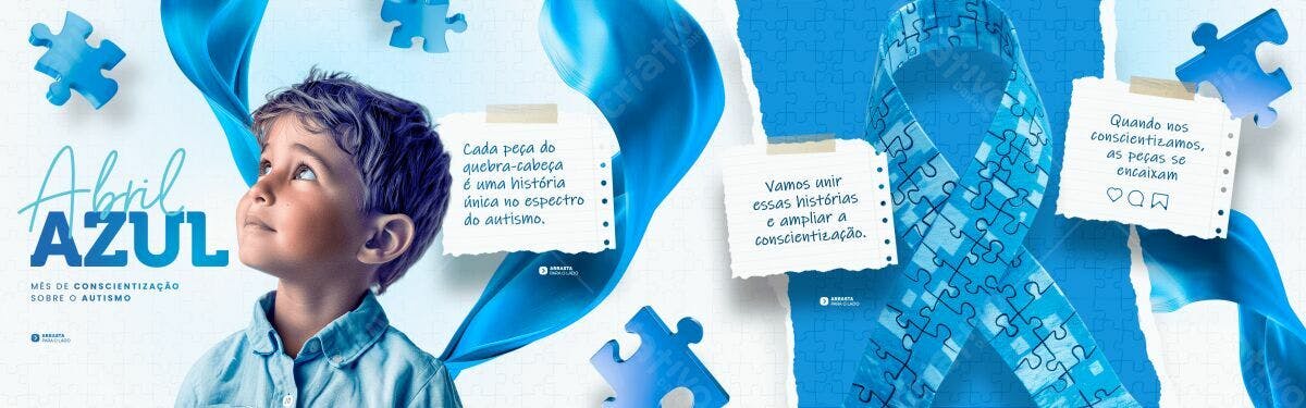 Banner Abril Azul Conscientização Autismo PSD Editável