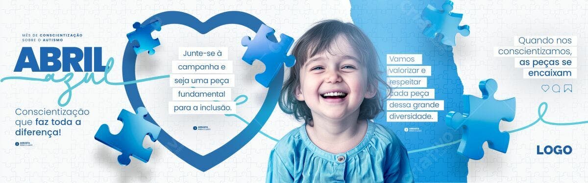Banner Abril Azul Conscientização Autismo PSD Editável