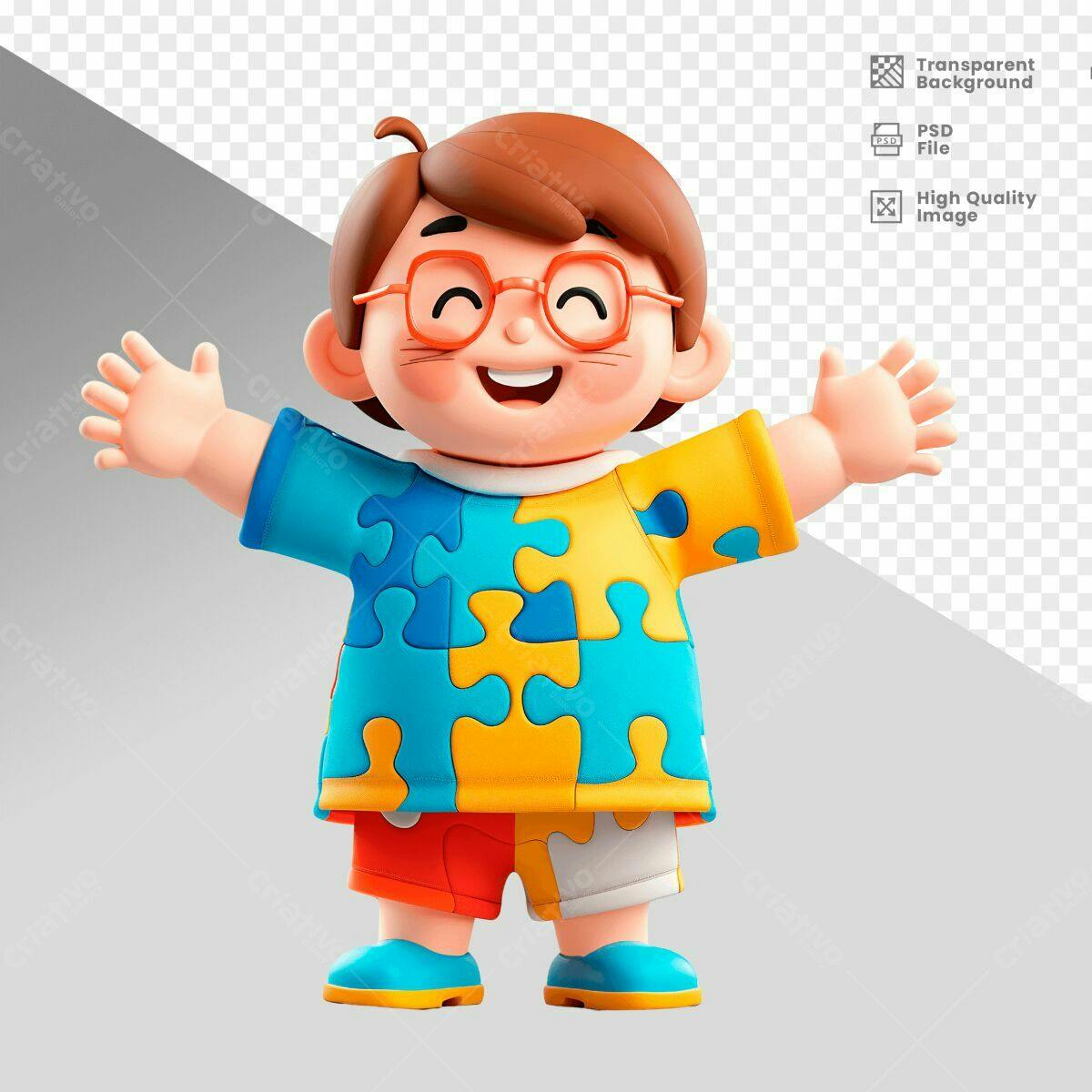 Personagem Infantil Alegre PSD Editável