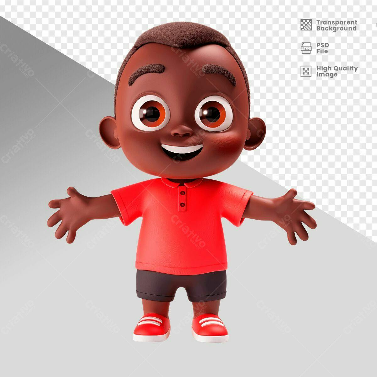 Personagem 3D Criança Alegre PSD Editável