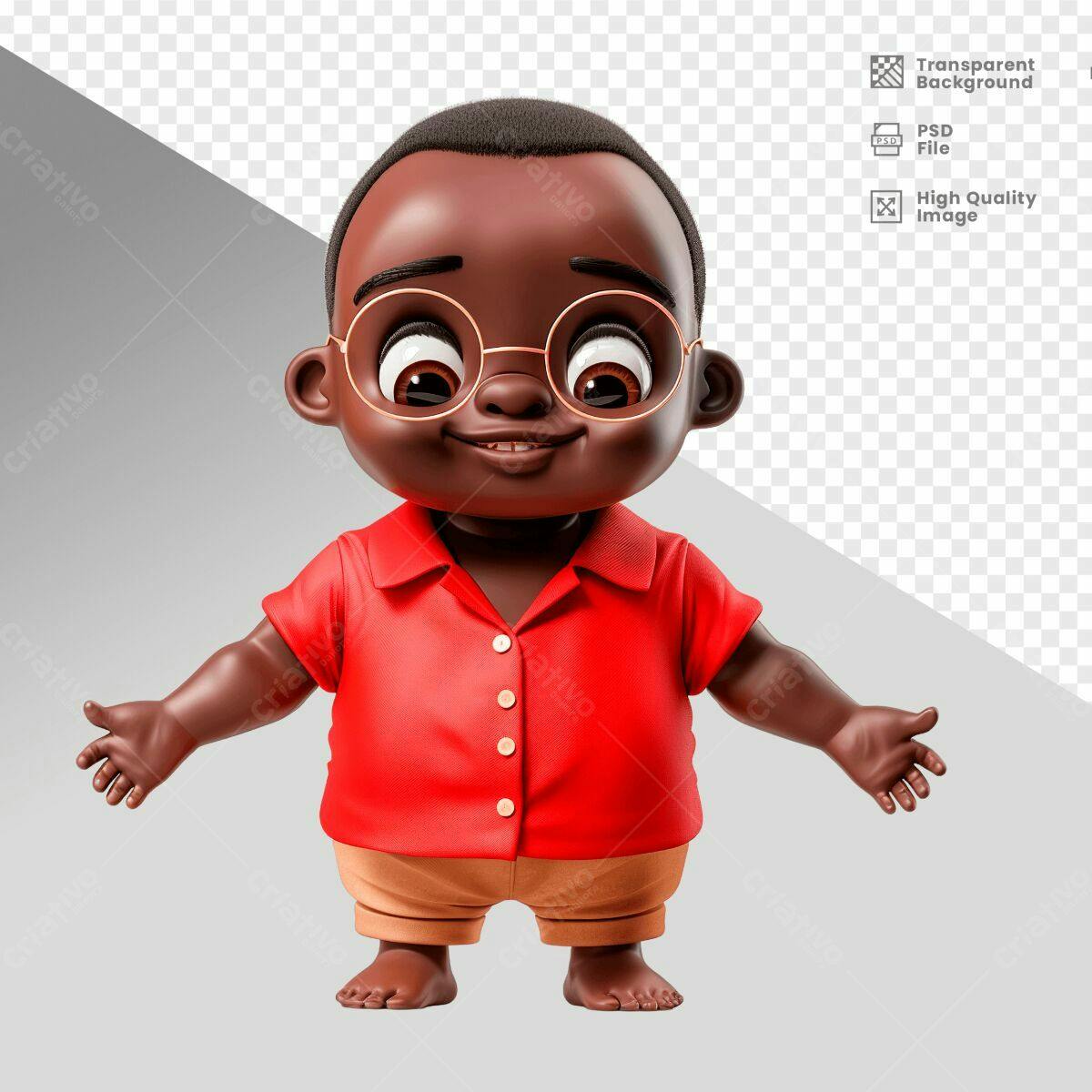 Personagem Cartoon PSD Editável para Design de Crianças