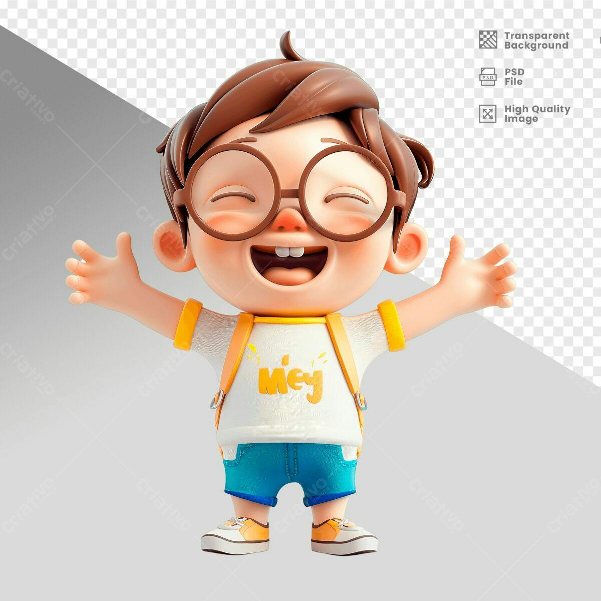 Personagem Infantil Alegre PSD Editável