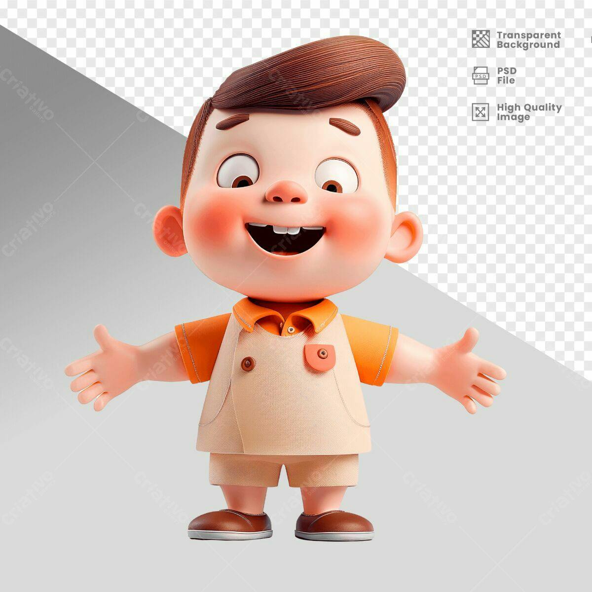 Personagem Cartoon PSD Editável para Crianças