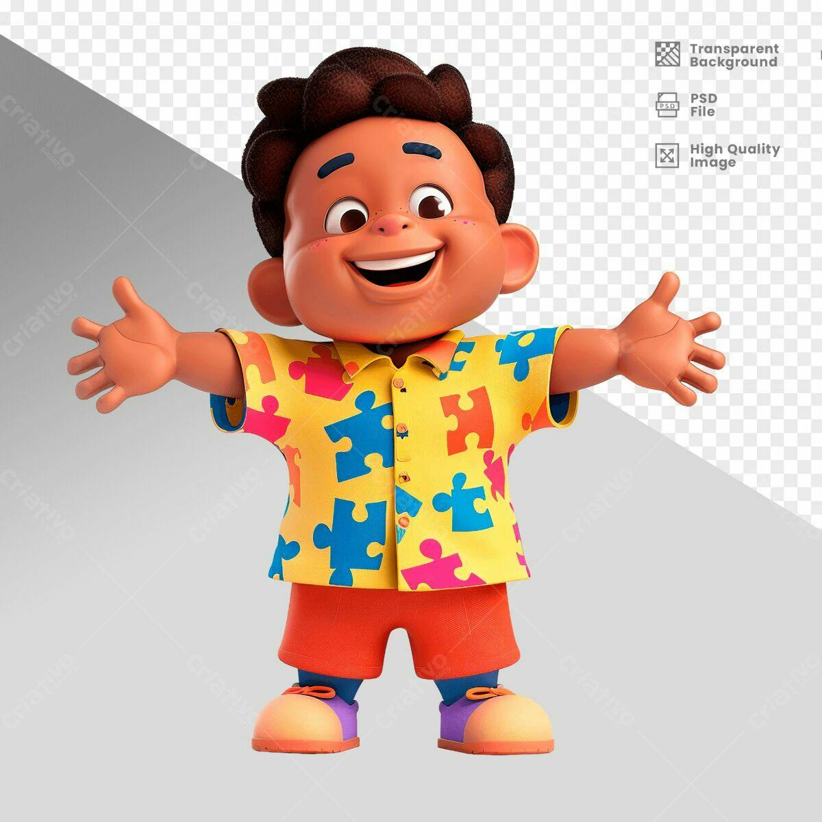 Personagem Cartoon Alegria PSD Editável
