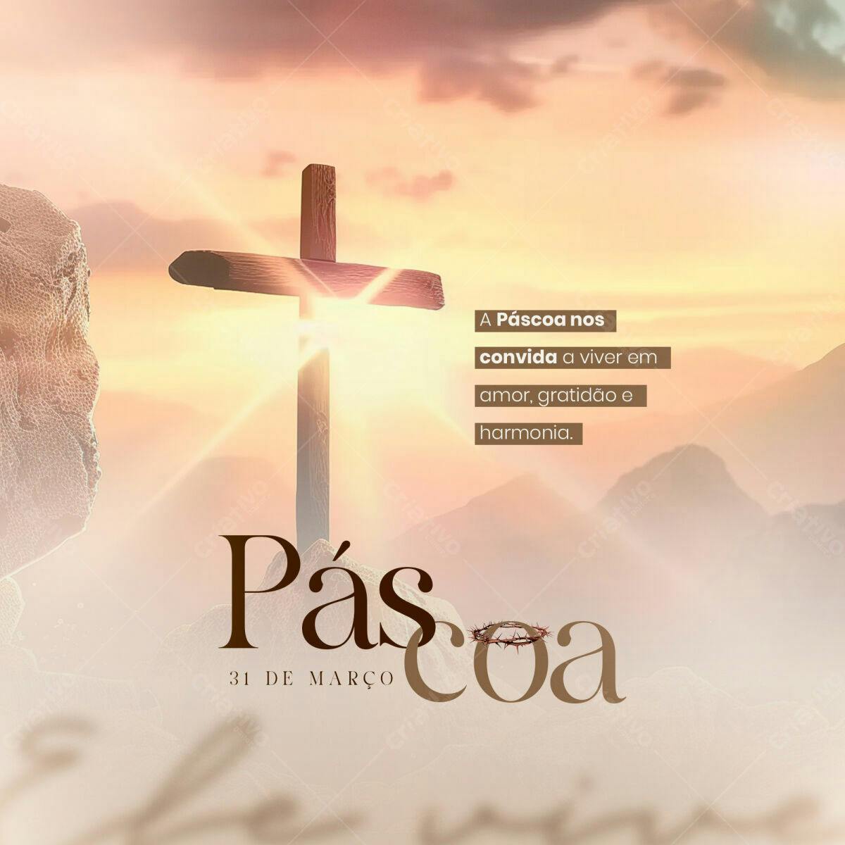 Flyer Páscoa Religioso PSD Editável