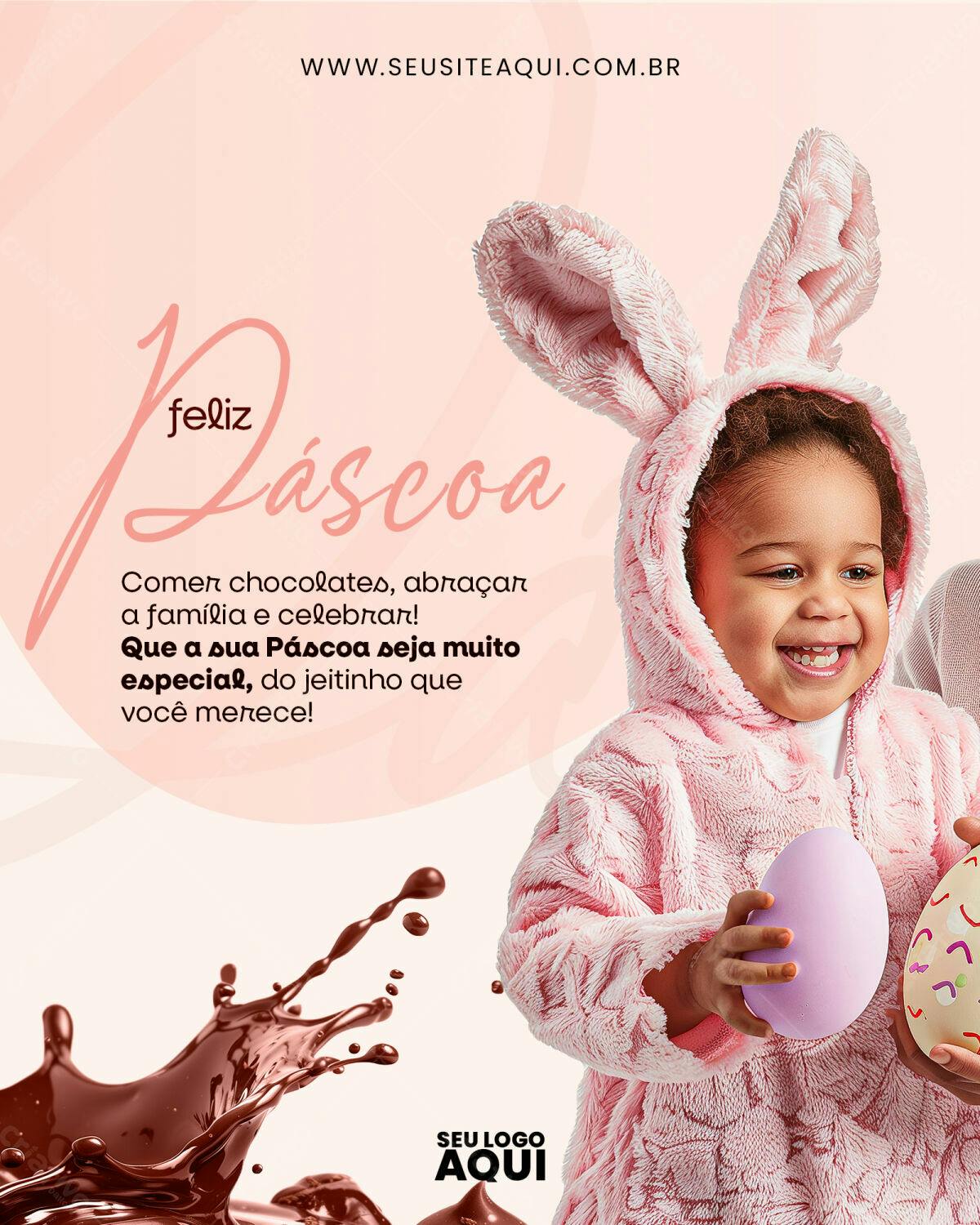Flyer Páscoa com Criança PSD Editável