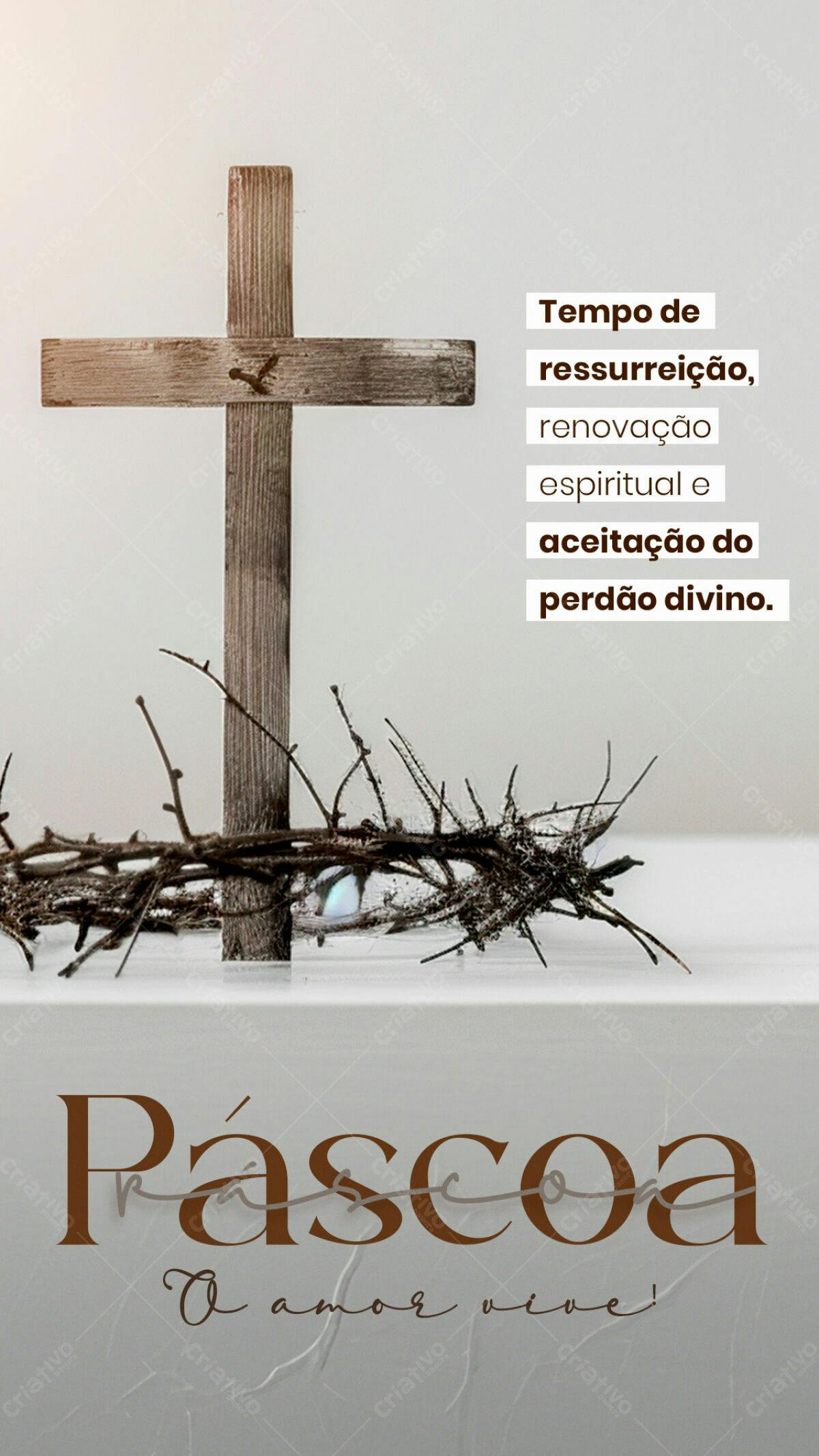 Postagem Páscoa com Cruz e Coroa de Espinhos PSD Editável