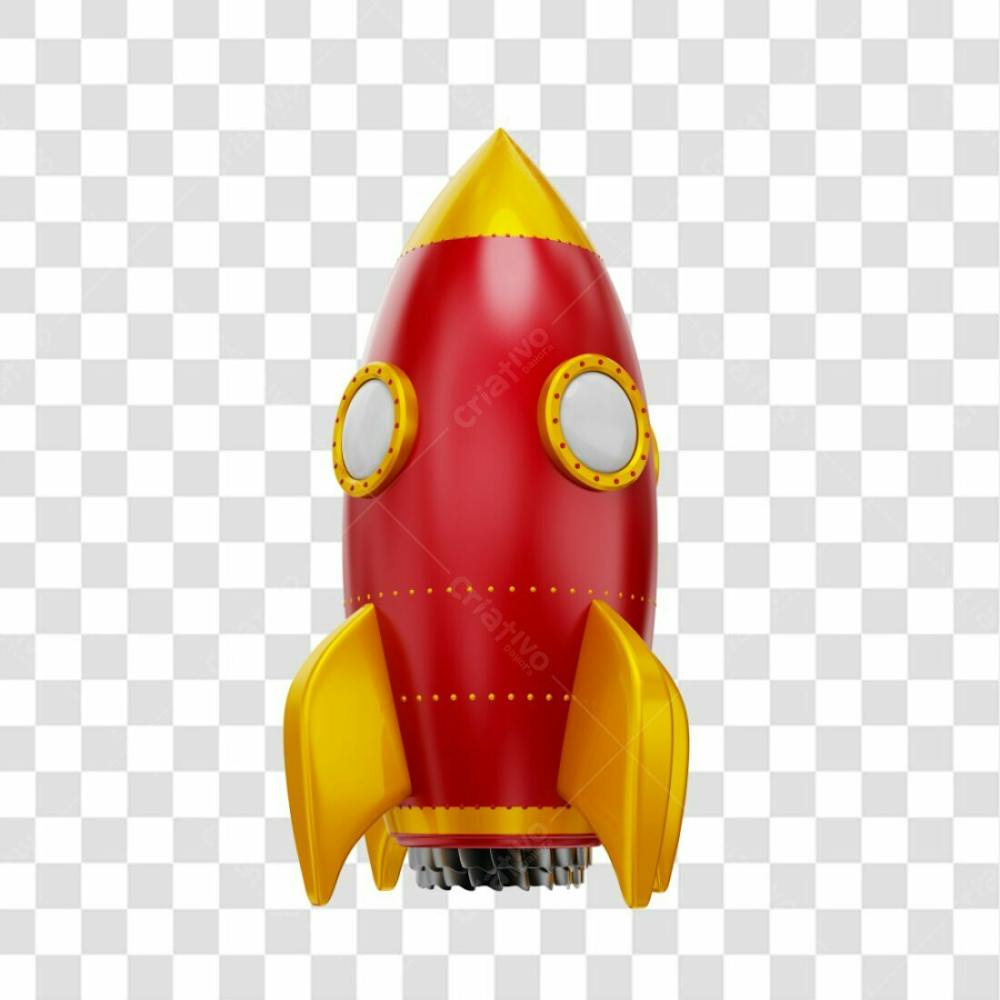 Foguete 3D Rocket Vermelho E Dourado Png Transparente