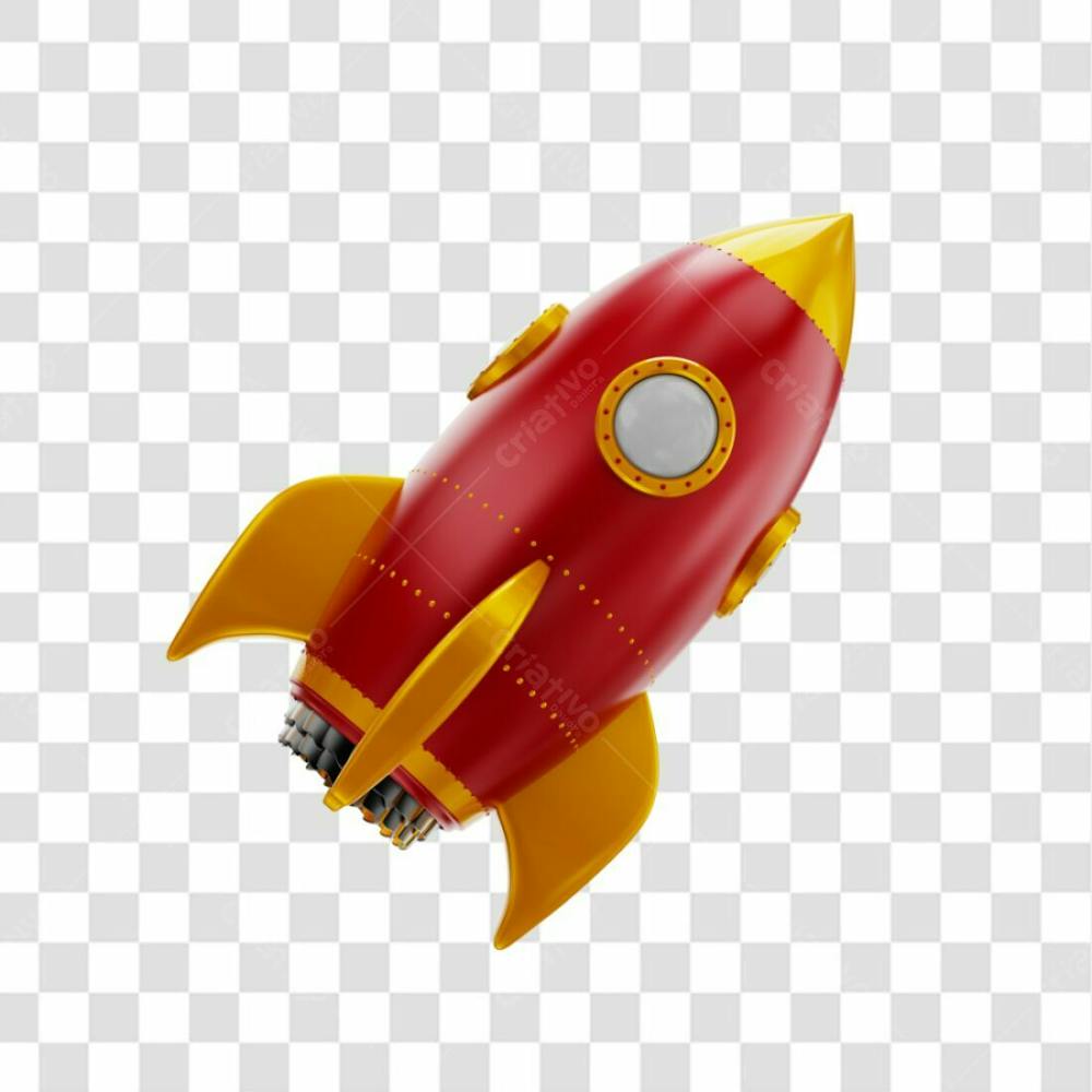 Foguete 3D Rocket Vermelho E Dourado Png Transparente (5)