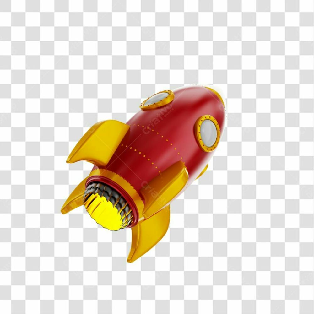 Foguete 3D Rocket Vermelho E Dourado Png Transparente (4)