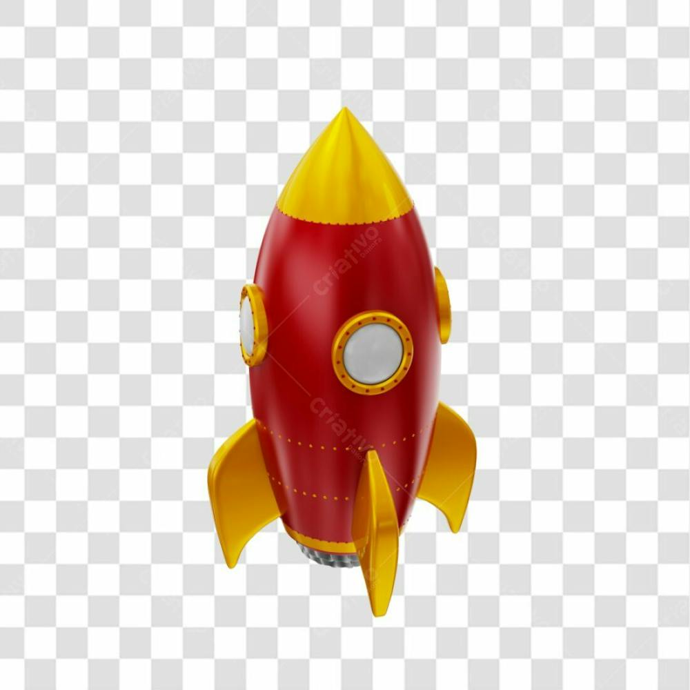 Foguete 3D Rocket Vermelho E Dourado Png Transparente (3)