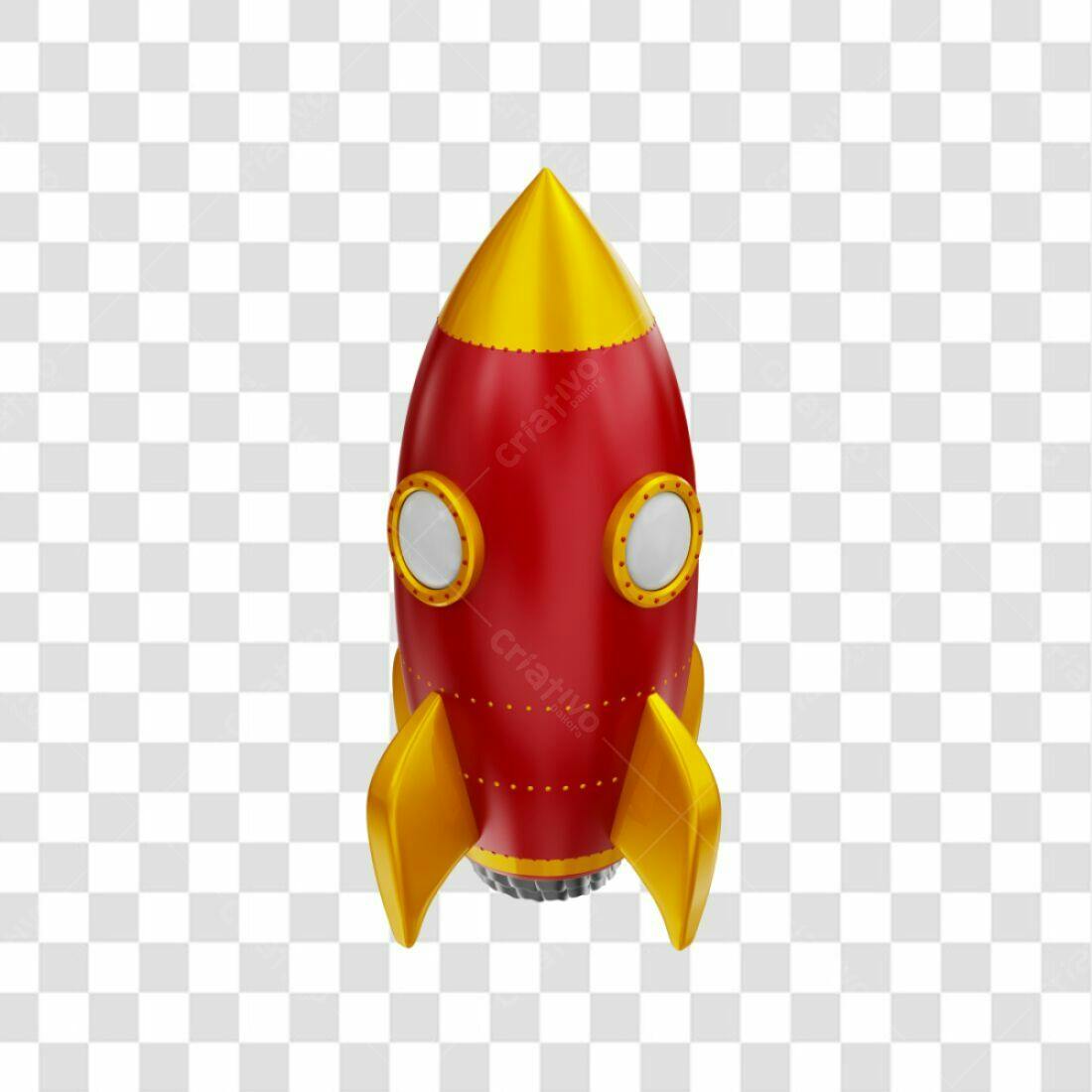 Icone foguete vermelho e dourado PNG com fundo transparente