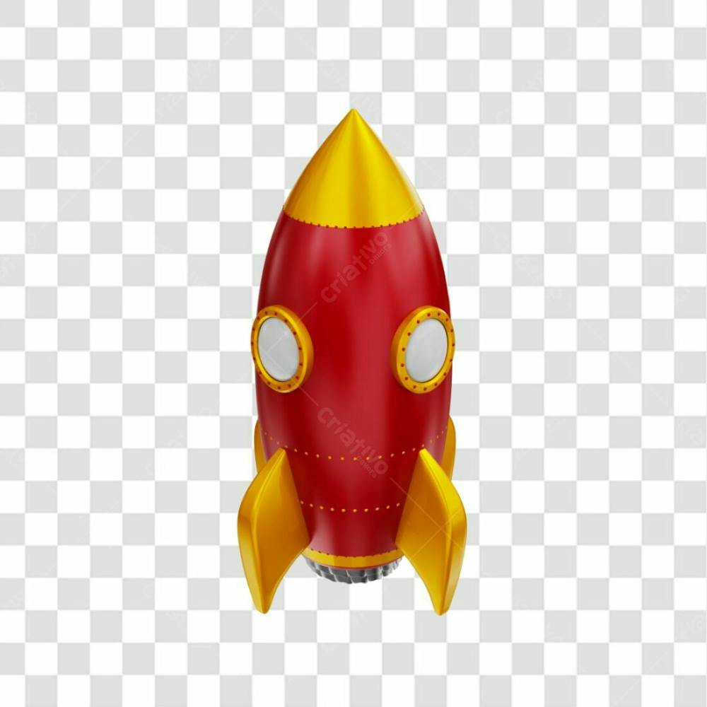 Foguete 3D Rocket Vermelho E Dourado Png Transparente (2)