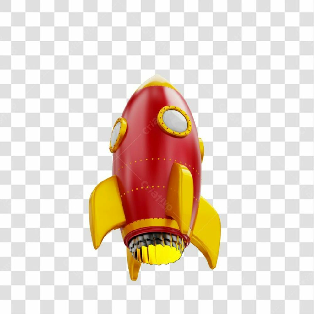 Foguete 3D Rocket Vermelho E Dourado Png Transparente (1)