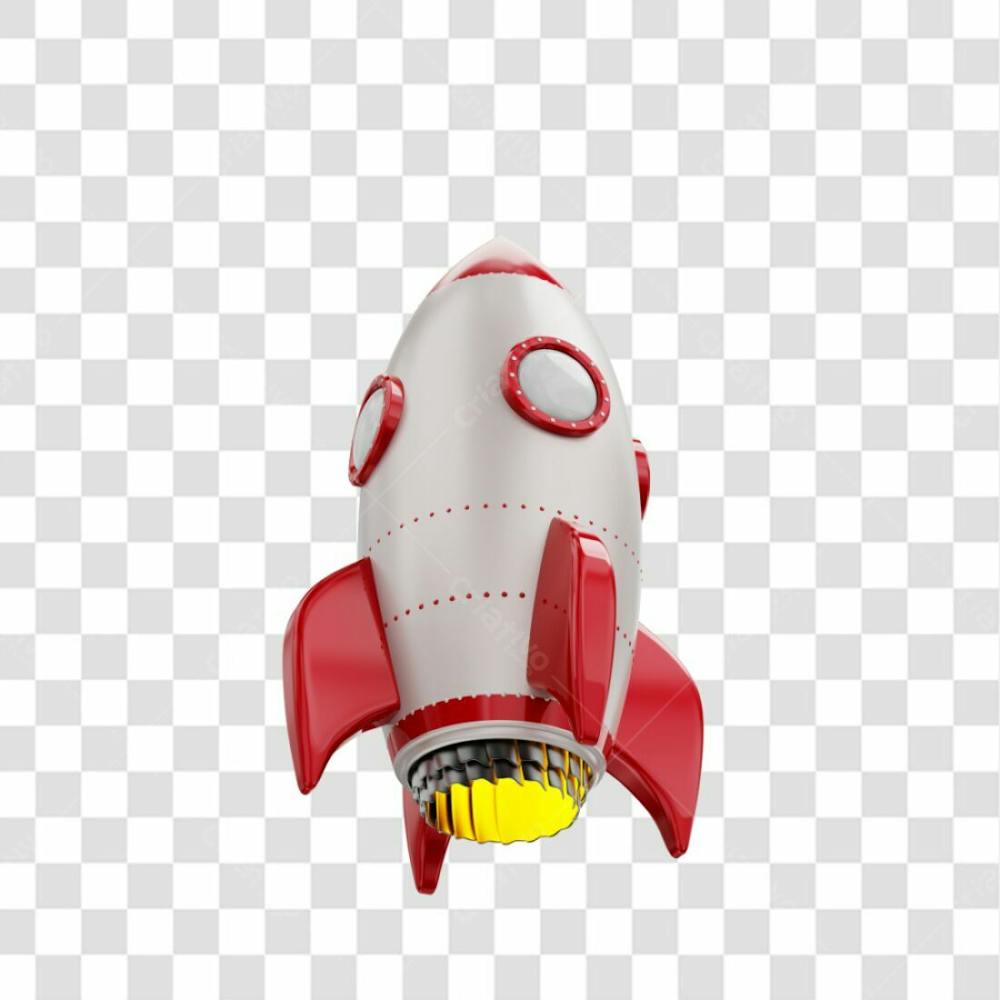 Foguete 3D Rocket Vermelho E Branco Png Transparente