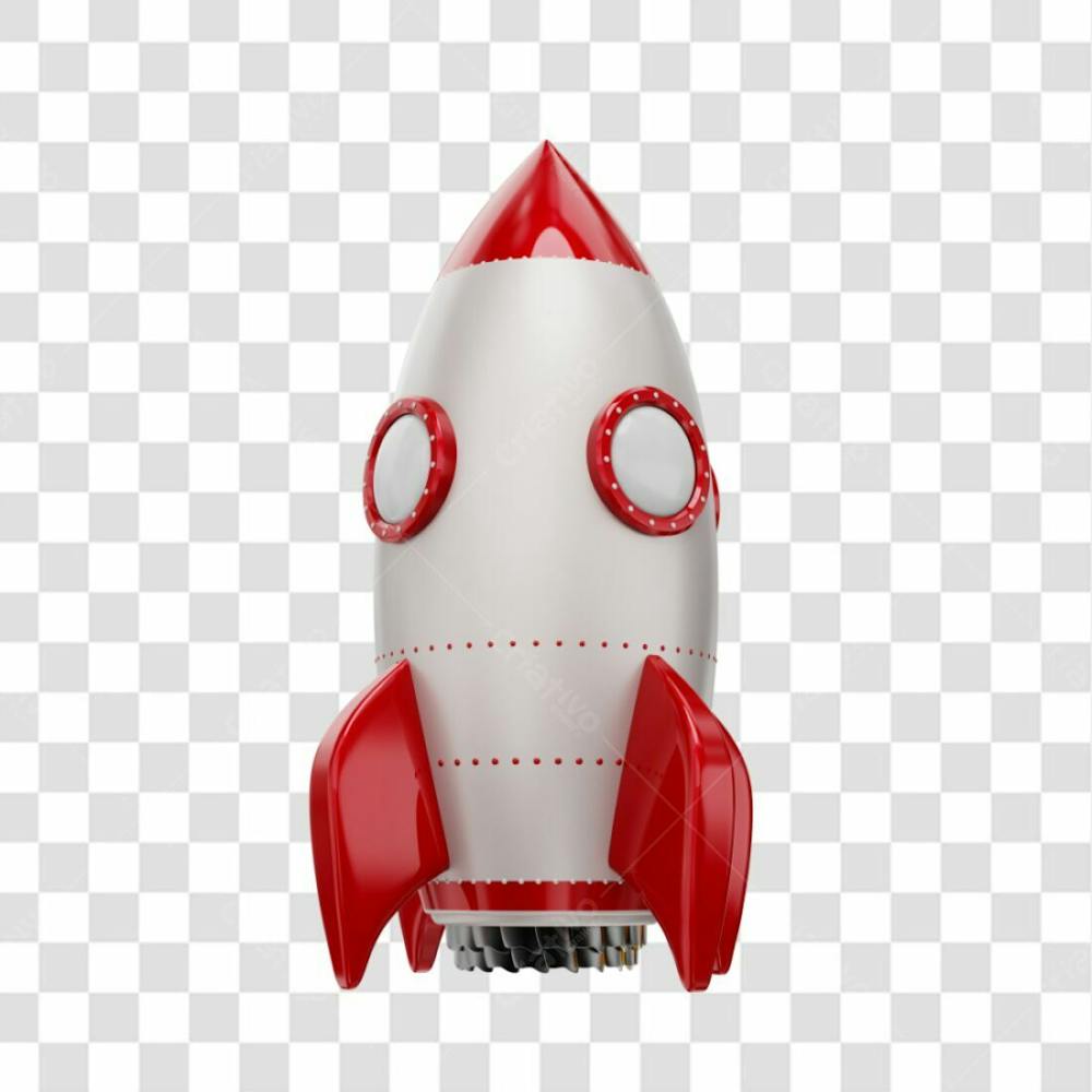 Foguete 3D Rocket Vermelho E Branco Png Transparente (1)