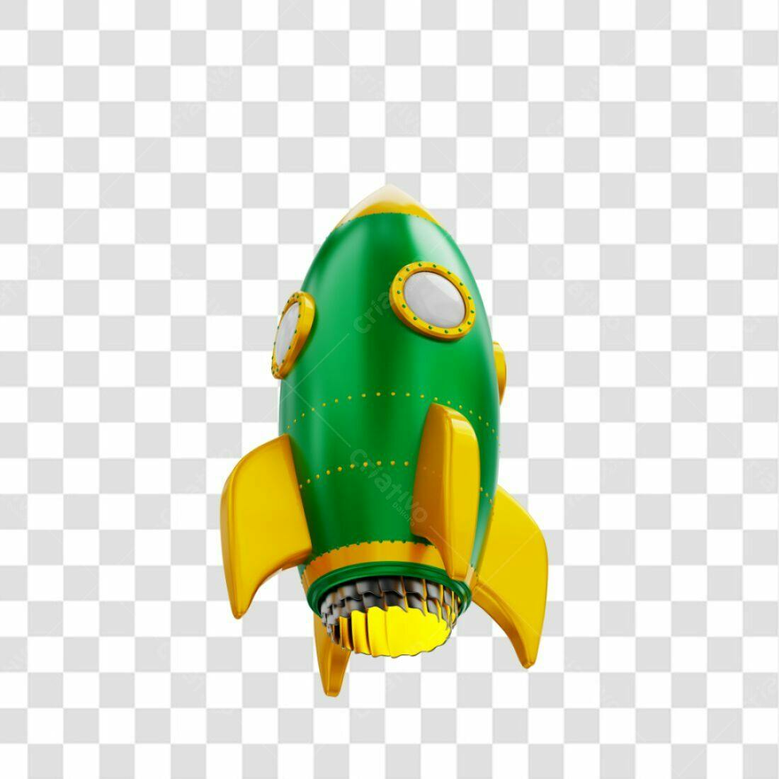 Icone Foguete Verde e Amarelo PNG com fundo transparente