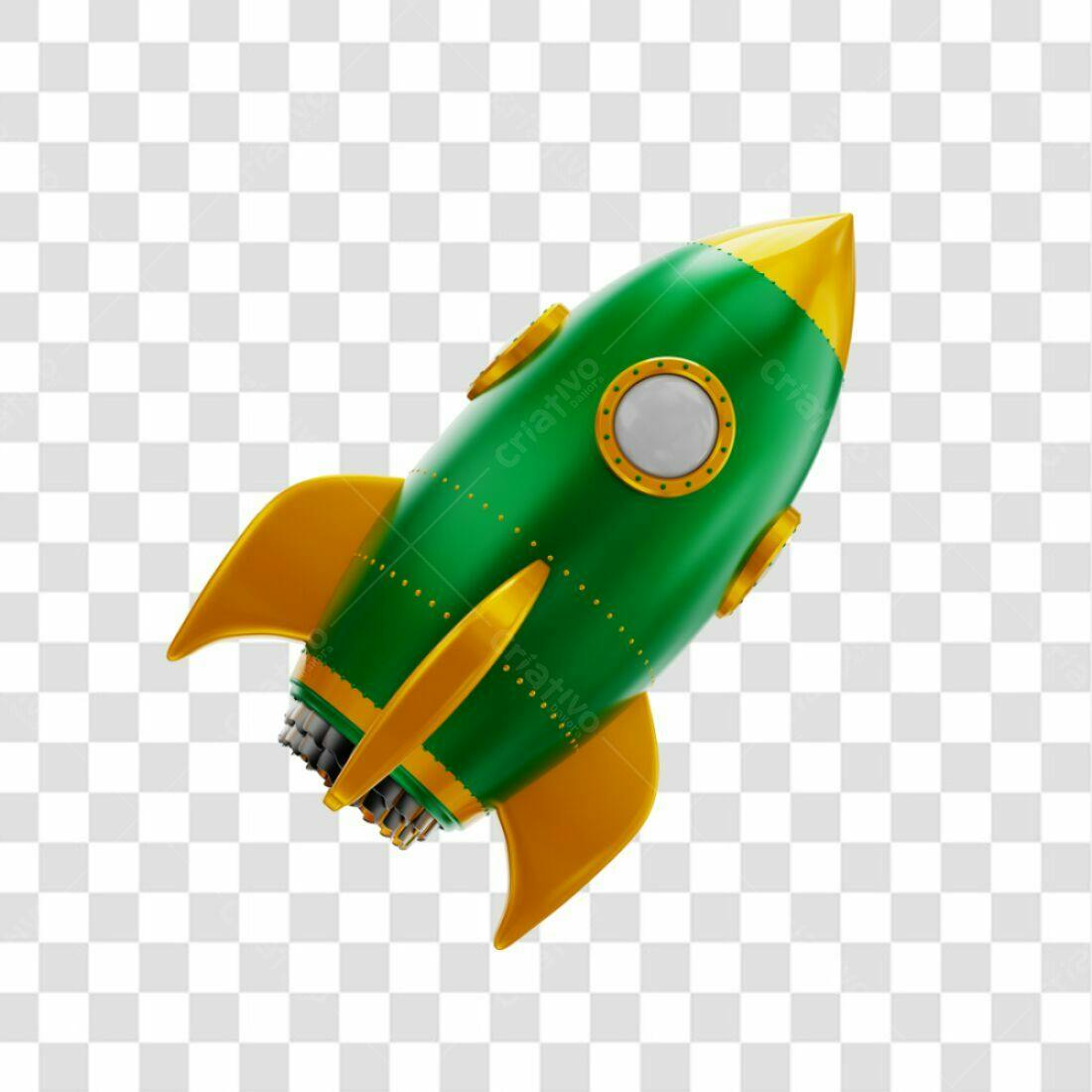 Icone Foguete Verde e Dourado PNG com fundo transparente