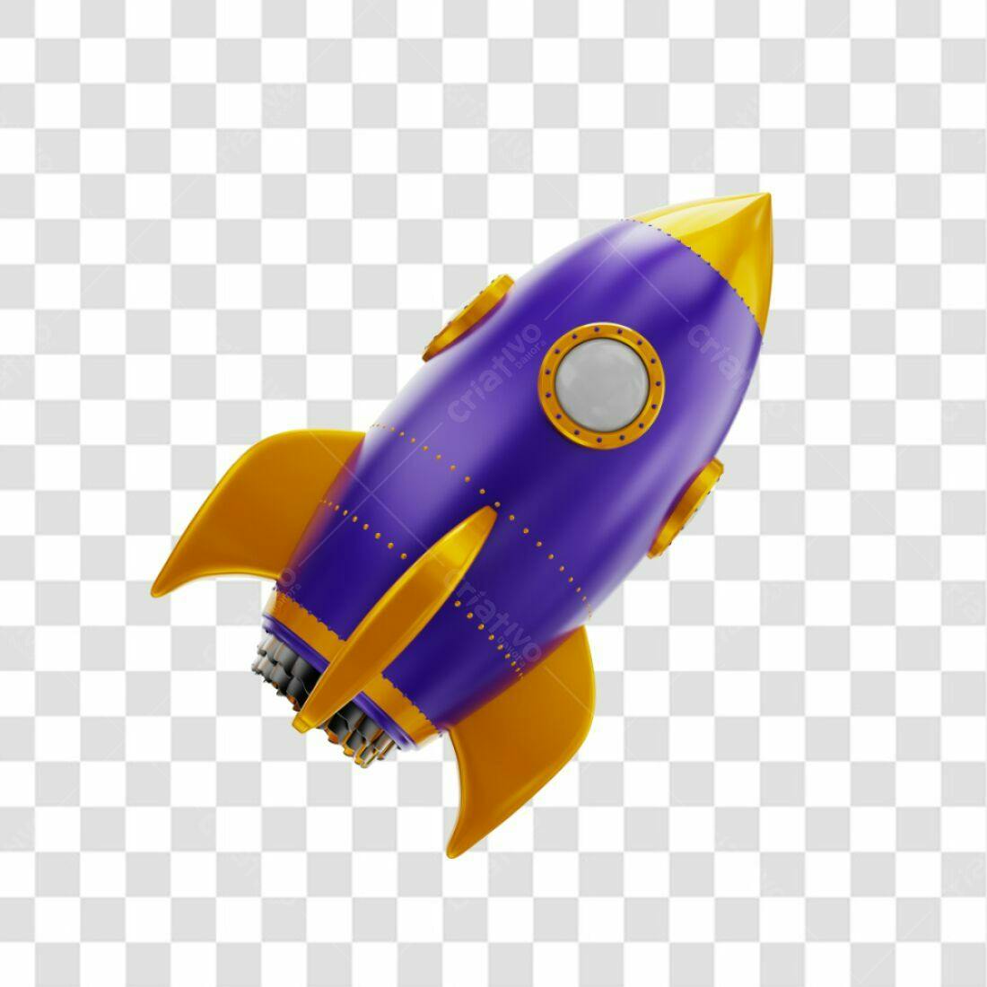 Icone Foguete roxo e dourado PNG com fundo transparente