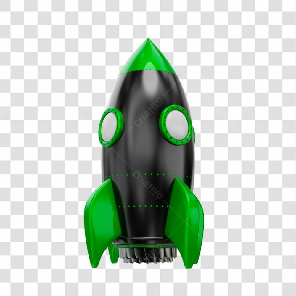 Foguete 3D Rocket Preto E Verde Png Transparente