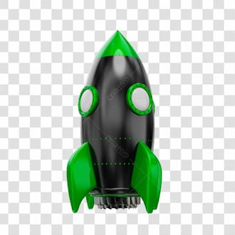 Foguete 3d rocket preto e verde png transparente