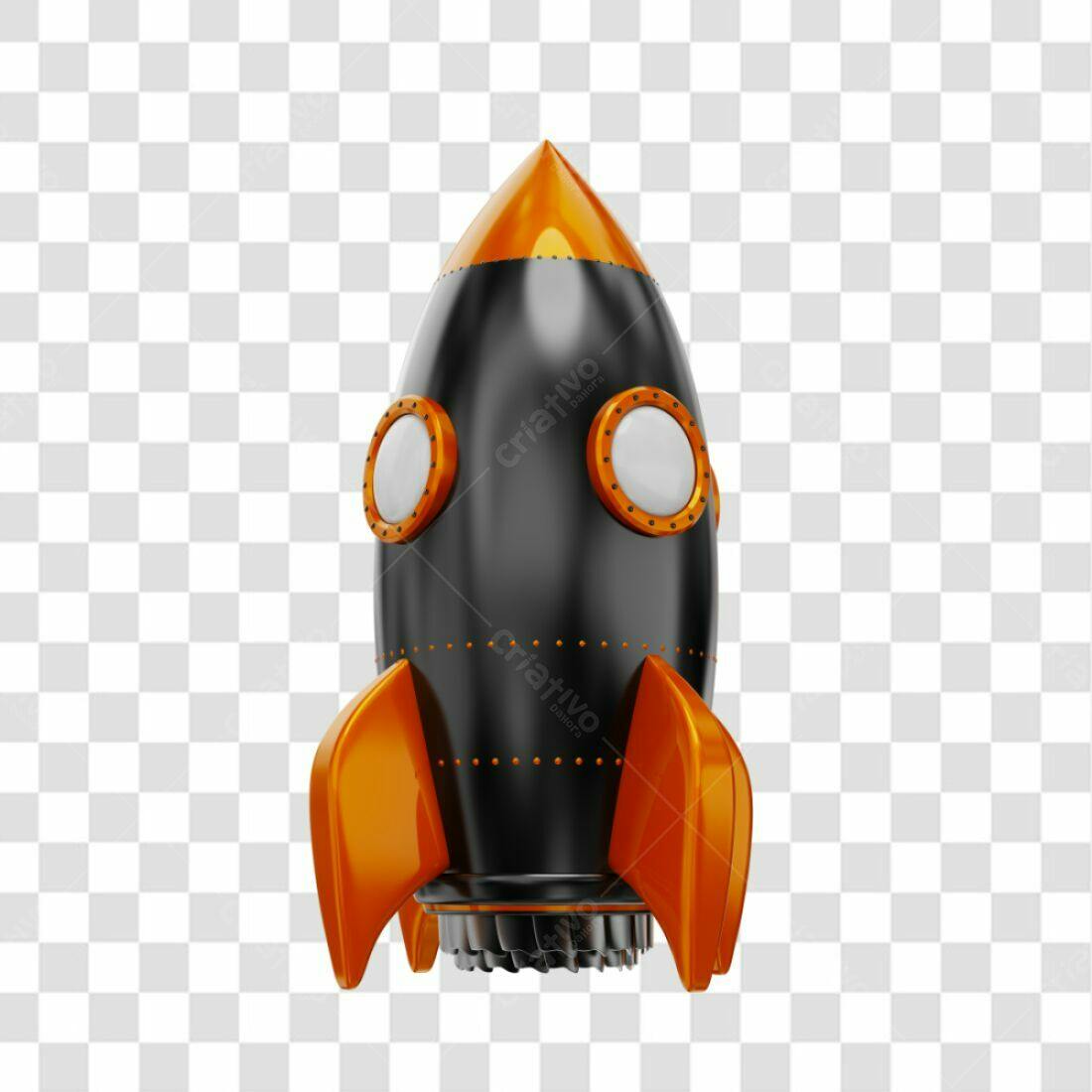 Icone Foguete Preto e Laranja PNG com fundo transparente