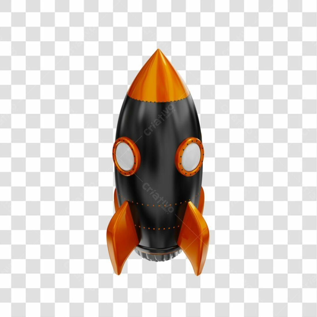 Ícone foguete preto e laranja PNG com fundo transparente