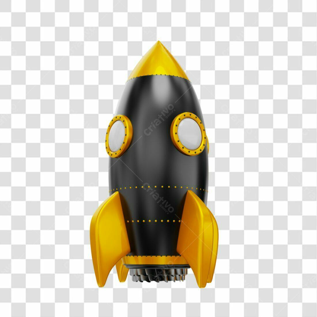 Icone Foguete Preto e Dourado PNG com fundo transparente